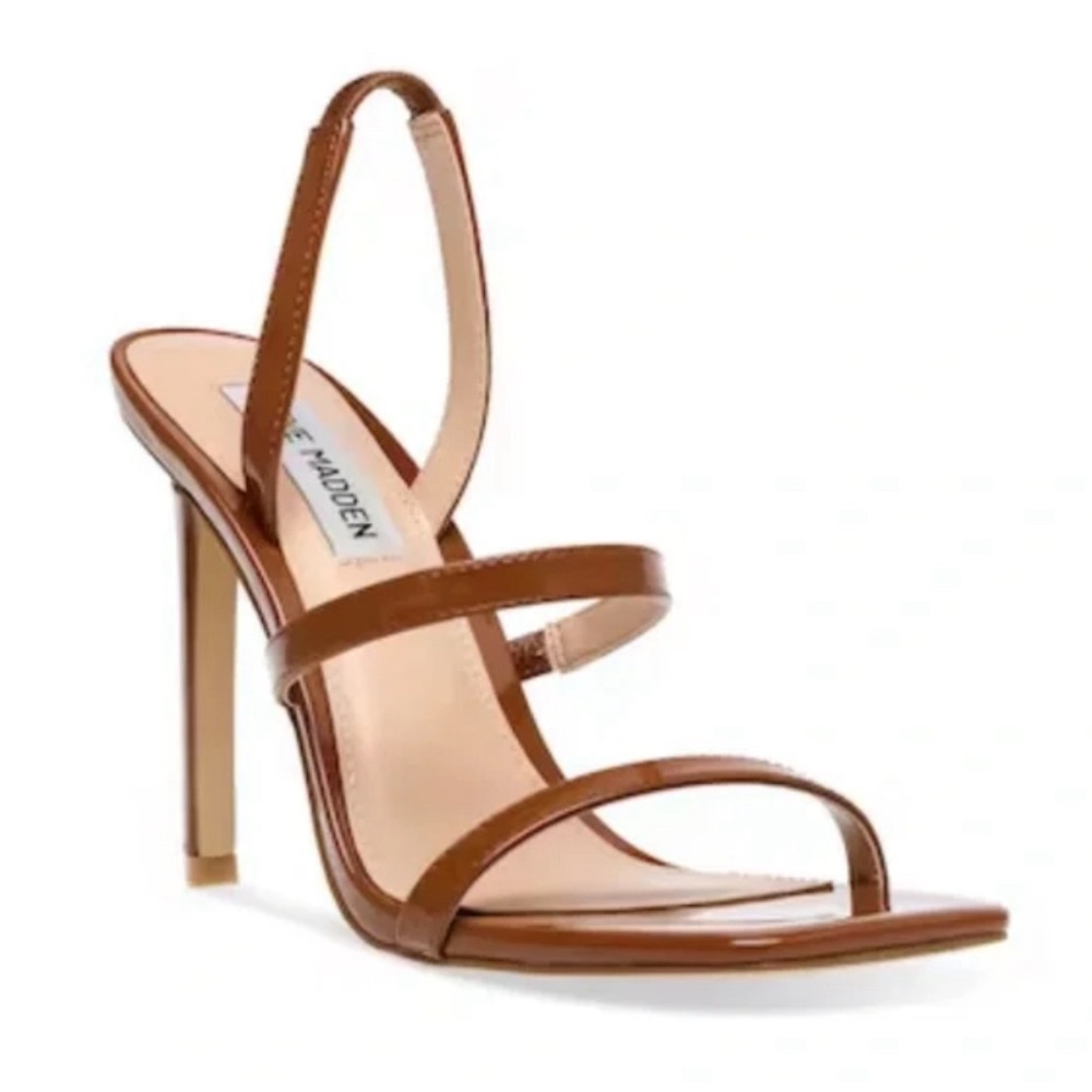 Steve Madden brown patent leather high heel sandal